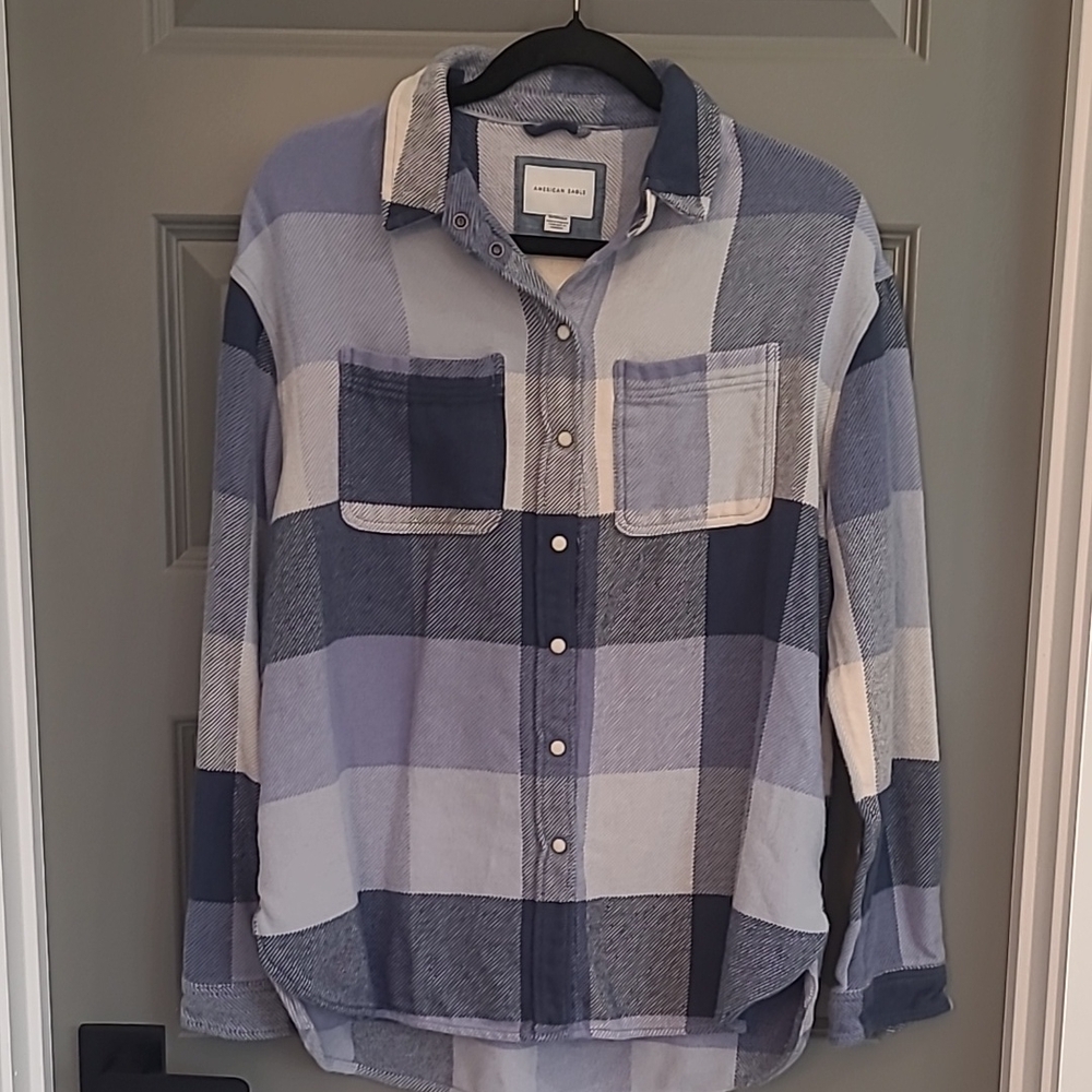 Madewell Blue Plaid Casual Button Down Shirt